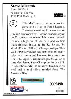 1993 Pro Billiards Tour #8 Steve Mizerak Back